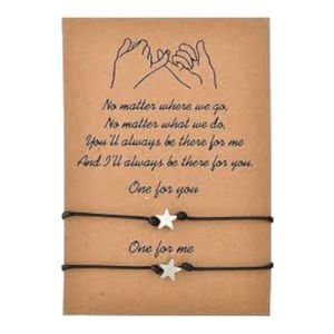 2 /$12 2 Pc Star Charm Love Friendship Black Bracelets